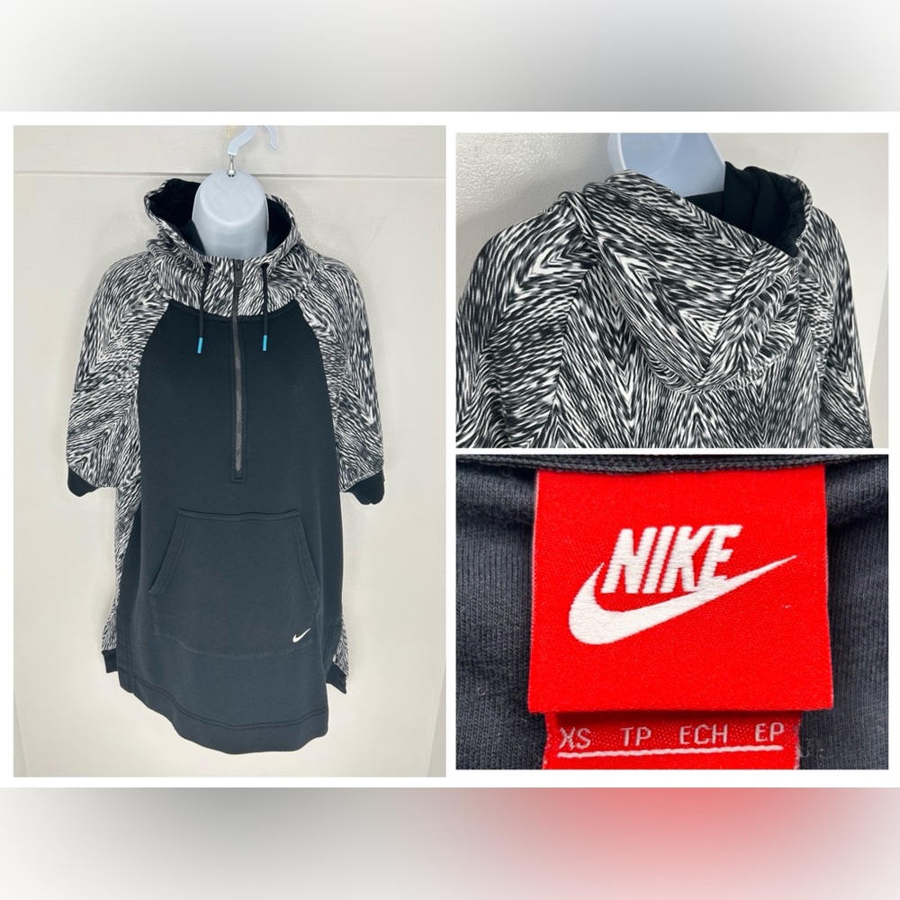 Nike N7 Women’s Training Hoodie XS Half Zip Short Sleeve Pullover Swirl 834494